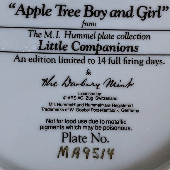Vtg 90s Hummel Apple Tree Boy & Girl Limited Ed Plate Little Companions Series - Picture 8 of 10